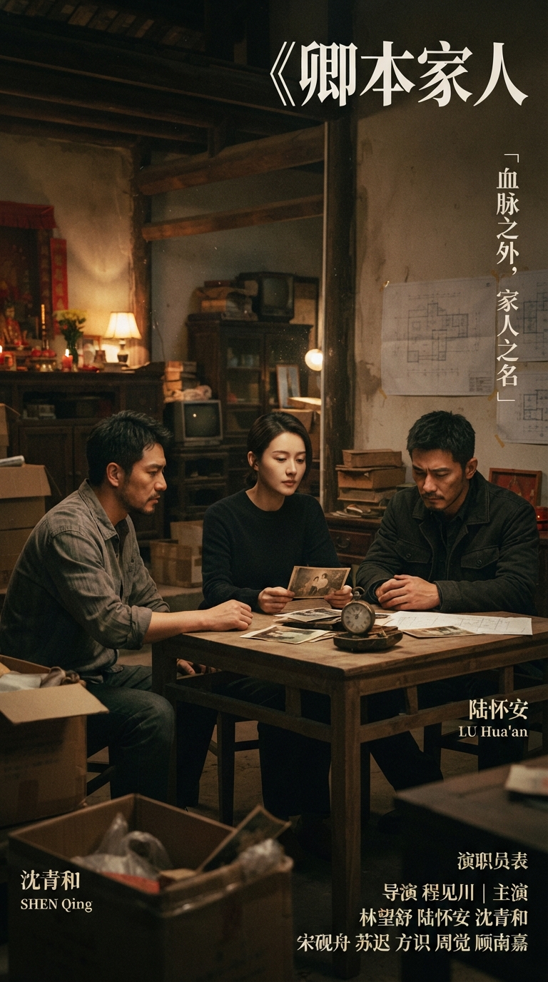 《卿本家人》主视觉剧照，三份遗嘱并置于老宅桌面